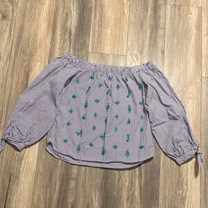 J. Crew Blue and White Striped Blouse